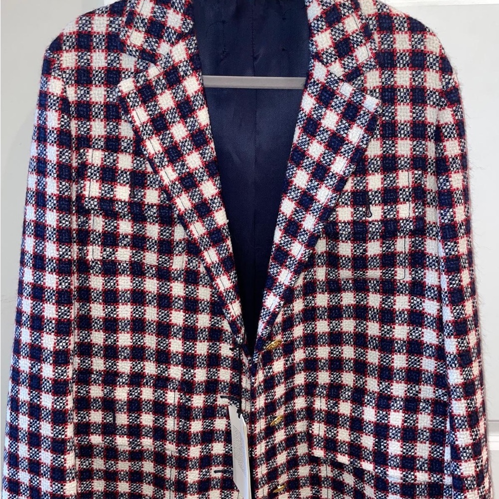 Gucci Red and Blue Checkered Blazer